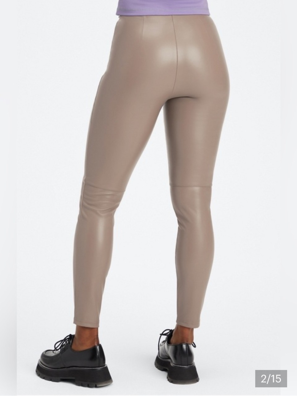 Fabletics Taupe Faux-Leather Skinny Jumpsuit Pants